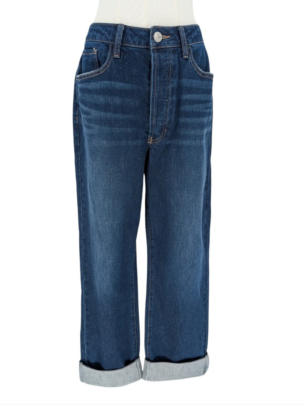 tgla High Rise Wide Leg Button Fly Jeans | Size 27 | Dark Wash Blue Denim Fall